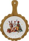 Serving board Santa Claus and deer, for serving with a 3D pattern. Size: 27x19 cm