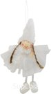 New Year's decoration, hanging: Girl in a white dress. Color: white. Size: 10x3.5x19 cm.