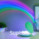 Ночник "Волшебная радуга"  LED 0.5 вт градиент голубой батарейки 18650+USB 13х11,8х5,4 см