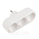 Тройник электрический REXANT, 16 А, с з/к, линейный, белый