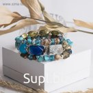 Браслет галтовка с крошкой "Бирюза", пружинка ,d=5,3см