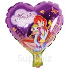 Воздушные шары,   2шт., 23см, Winx, фольгинированные,  в подвесе