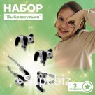 Набор «Выбражулька» 3 предмета: клипсы, кулон, кольцо, панды, цвет чёрно-белый в серебре