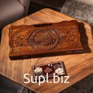 Нарды ручной работы "Скорпион", с ручкой, 60х30 см, с шахматным полем, массив ореха, Армения