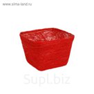 Кашпо, сизаль, квадрат, ярко-красная 10 х 14 х 14 см