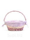 Корзина плетеная 32 х 32 х 14 см, ручка h=14 см розовый  ткань