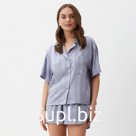 Пижама женская (рубашка и шорты) KAFTAN SILK "Полоска" р.44-46, голубой