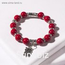Браслет шар №10 с металлической подвеской микс "Коралл"