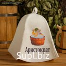 Шапка для бани и сауны "Аристократ в бане", с принтом, белая