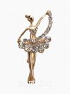 Брошь «Балерина» с лентой, цвет белый в золоте