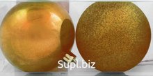 Christmas tree balls, 2 pcs., 10 cm in diameter. Color: gold.