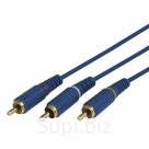 Шнур 3 RCA - 3 RCA, 1,5м, синий (GOLD) REXANT