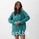 Рубашка женская оверсайз MIST Muslin, размер 48, бирюзовая