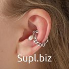 Серьга "Каффа" цепочка, на магните, цвет белый в серебре