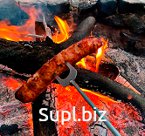 Вилка для жарки на костре 2 штуки блистер с деревянной лак ручкой Нерж                                                                     длина вилки 1.05м