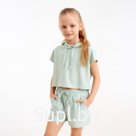 Комплект для девочки (топ, шорты) MINAKU: Casual Collection, оливковый, рост 128 см