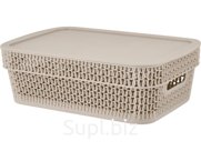 Корзина 281х185х89 3л. с крышкой, стенки перф, дно сплошное, код: 36332