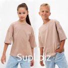 Футболка детская MINAKU:Basic line kids, бежевая, рост 128 см