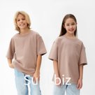 Футболка детская MINAKU:Basic line kids, бежевая, рост 134 см