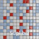 Стеклянная плитка spmix-red-blue-white-101 с напылением