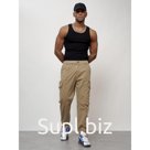 Джинсы карго мужские, размер 48, цвет бежевый