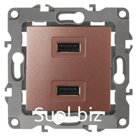 Устройство зарядное USB, 230В/5В-2100мА, IP20, Эра12, медь