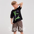 Футболка детская MINAKU Graffiti, чёрная, рост 128 см