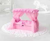 Crib with royal canopy, bed linen, drawer (collection "Diamond princes" pink) Article: 72219