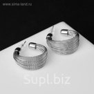 Серьги кольца "Нити" сплочённые, d= 2,2, цвет серебро