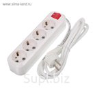Удлинитель T.plast, 4 розетки, 3 м, 16 А, с з/к, с выключателем, 32.75.411.0403,