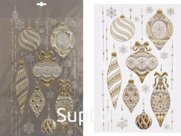 Decorative stained glass stickers for Christmas tree decorations. Size: 29x41 cm. Color: gold + silver.