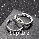 Серьги-кольца "Всплеск" ровная линия, цвет белый в серебре, d=2