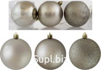 3 Christmas tree balls, 8 cm in diameter, champagne color