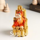 Копилка полистоун "Дракон и горка золотых монет"  7,8х6,3х10,8 см