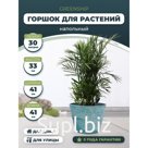 Большое круглое кашпо для цветов с дренажным вкладышем голубое 41x33,3 GreenShip