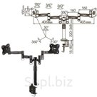 Кронштейн для 2 мониторов настольный KROMAX OFFICE-3, VESA 75/100, 10"-24", до 2×10 кг, 7 степеней свободы