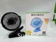 Вентилятор мини на прищепке Черный 18 см d 11 см, зарядка от USB