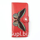 Клатч на кнопке мини с обработанными краями "Крупная бабочка", красный