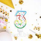 Свеча для торта с держателем MESHU "Цифра 3", 8,5см, блистер