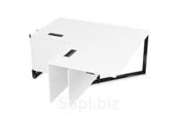 Стол угловой бенч средний модуль, цвет белый премиум + черный-глянец