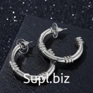 Серьги-кольца "Проволока" деления, цвет серебро, d=3