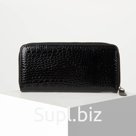 Кошелёк женский, 3 отдела на молнии, с ручкой, цвет чёрный