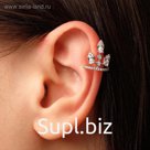 Серьга "Каффа" цветок, цвет белый в серебре