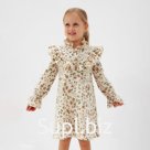 Платье для девочки MINAKU: Cotton collection, бежевое, рост 92 см