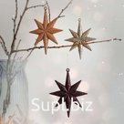 Набор новогодних елочных  подвесок "Звезда восьмиконечная", горький шоколад/коричневый/золото, 6 шт., 13 см., пластик