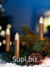 Светодиодные «Свечи на прищепках золотистые» 9 см, набор 10 шт, 10 LED, от батареек АААх6, пульт, свечение тёплое белое