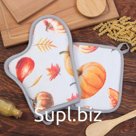 Кухонный набор «Этель. Тыквы»: прихватка 20×20 см, вареж-прихватка 27×20 см,100% п/э