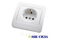 Розетка одноместная с з/к 16А 220В "РИГЕЛЬ" белая