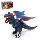 Дракон DINO, реагирует на звук, дым, свет и звук, работает от батареек, цвет синий