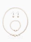 Набор 3 предмета: серьги, колье, браслет «Жемчуг» элегантный, цвет белый в серебре